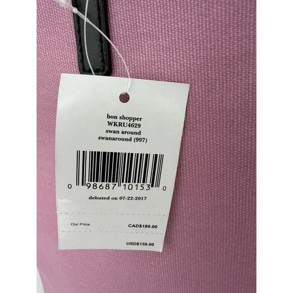 Kate Spade Swan Around Bon Shopper Tote, Pink with Black Swan, NWT - Picture 6 of 16